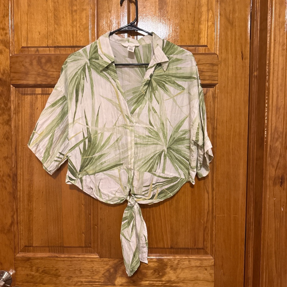 H&M Green Palm Print Women's Blouse
